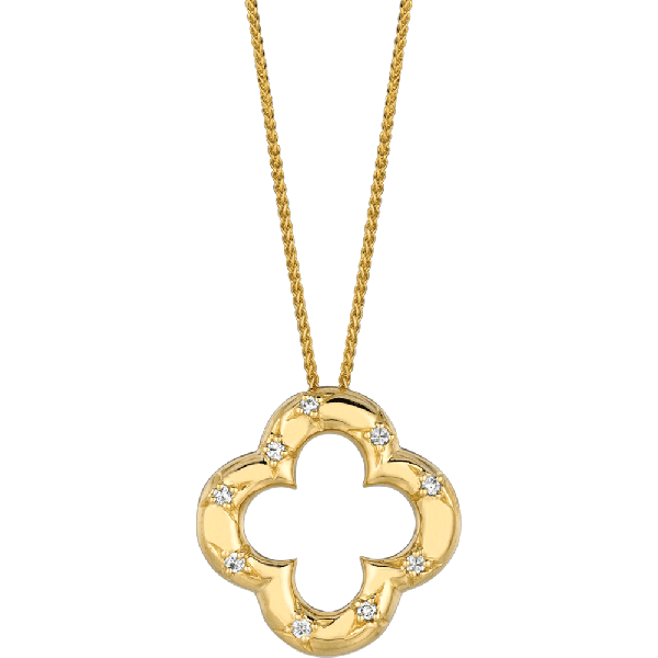 18kt Yellow Gold Diamond Accent Clover Pendant