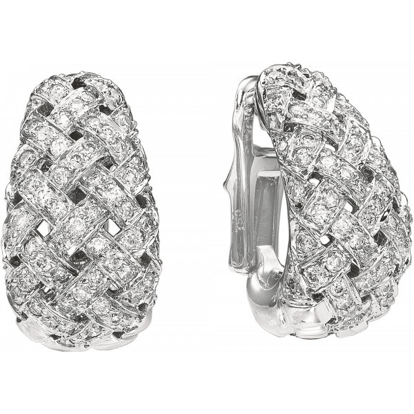 18kt White Gold Vannerie Diamond Pave Earring